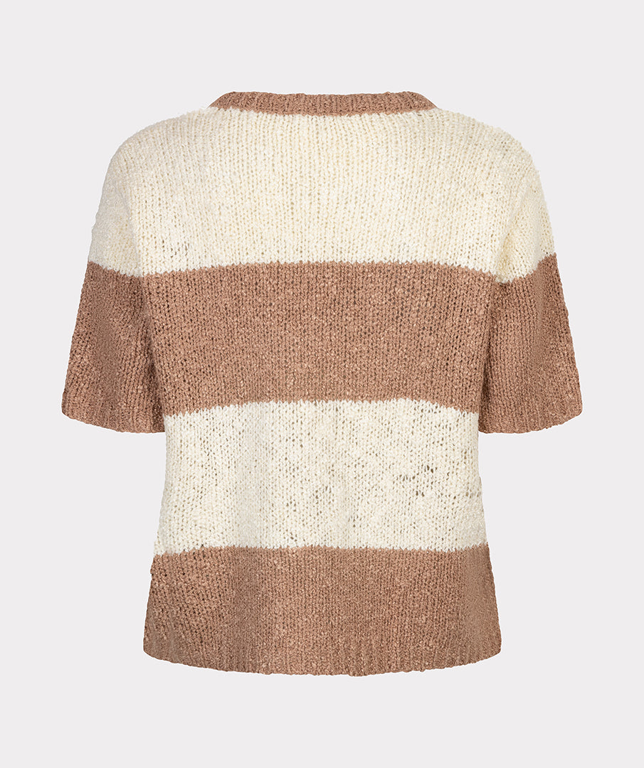 Trui Esqualo striped sequins - Ecru/cappuccino