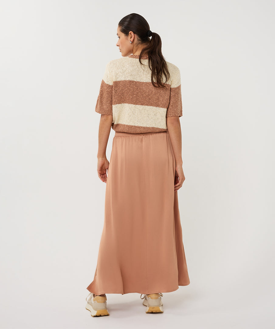 Trui Esqualo striped sequins - Ecru/cappuccino