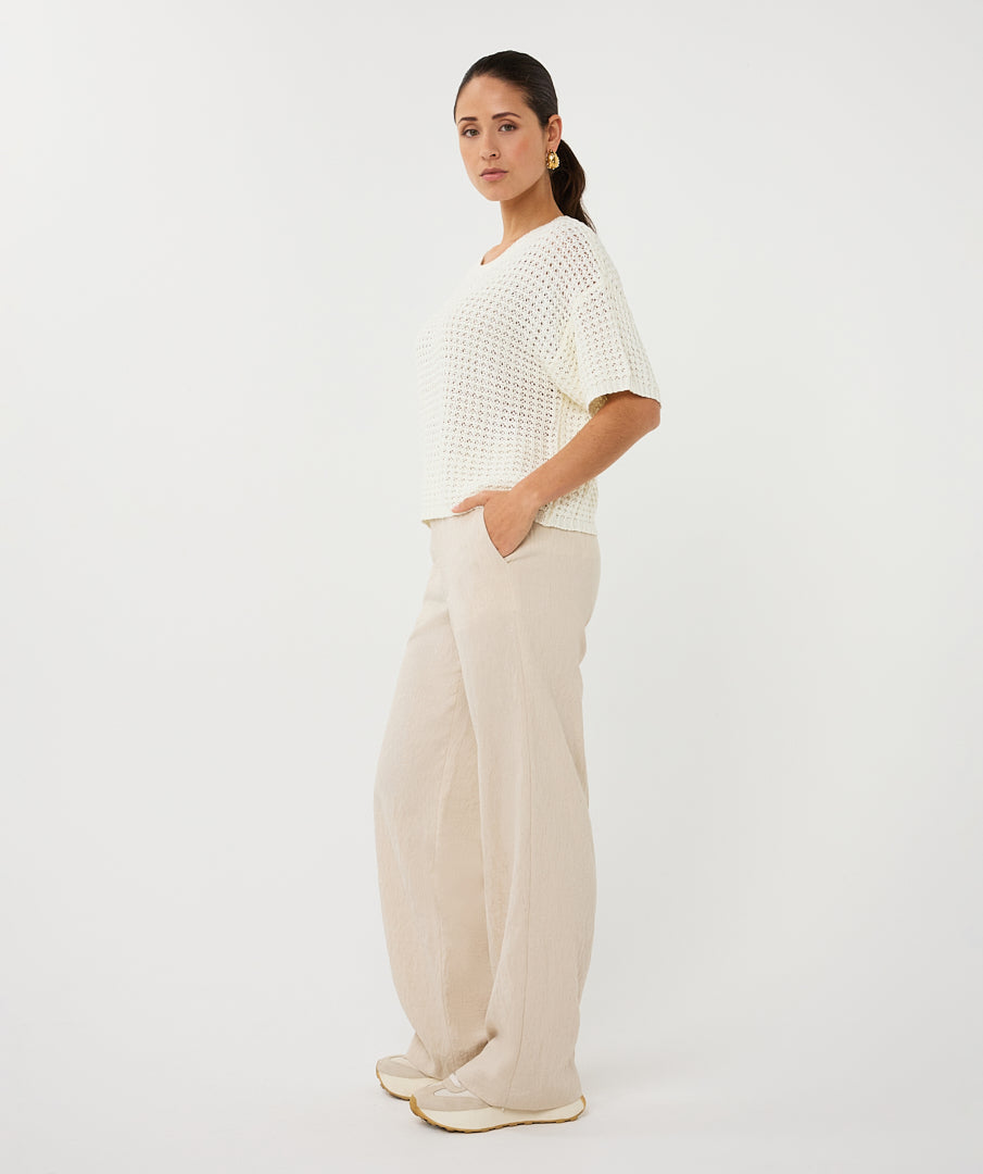 Pull Esqualo open knit short slve - Off white