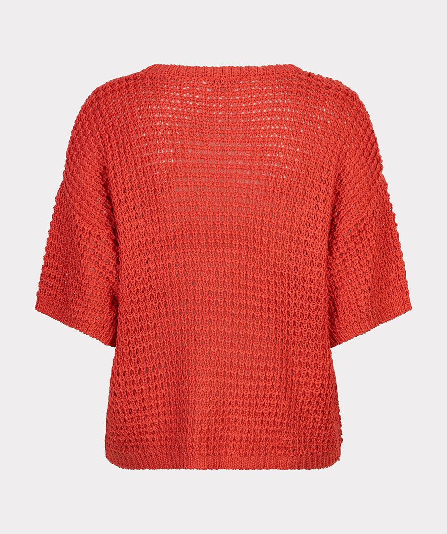 Trui Esqualo open knit s/slve - Chili red