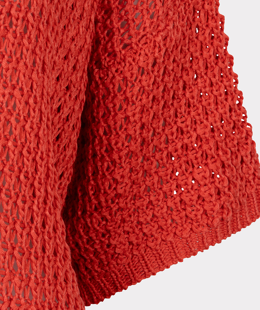 Trui Esqualo open knit s/slve - Chili red