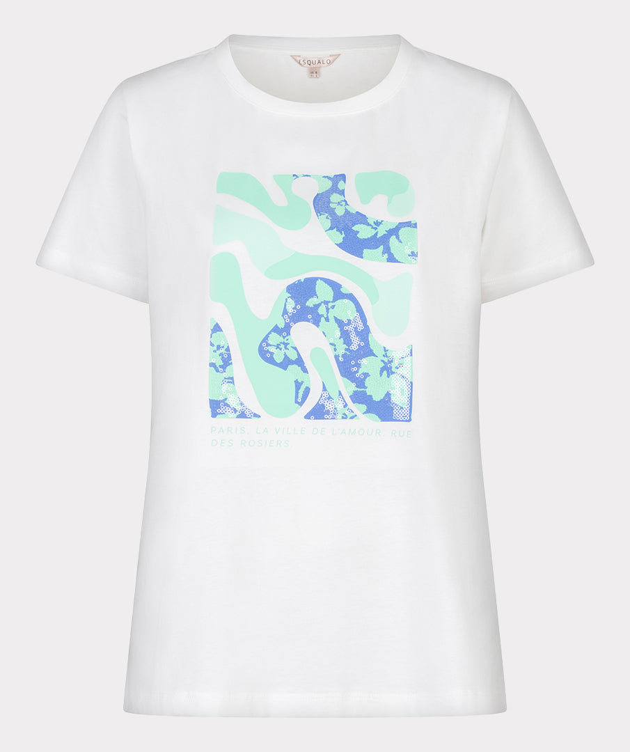 T-Shirt Esqualo 'Paris' - Off white/mint