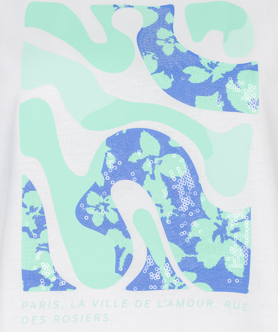 T-Shirt Esqualo 'Paris' - Off white/mint