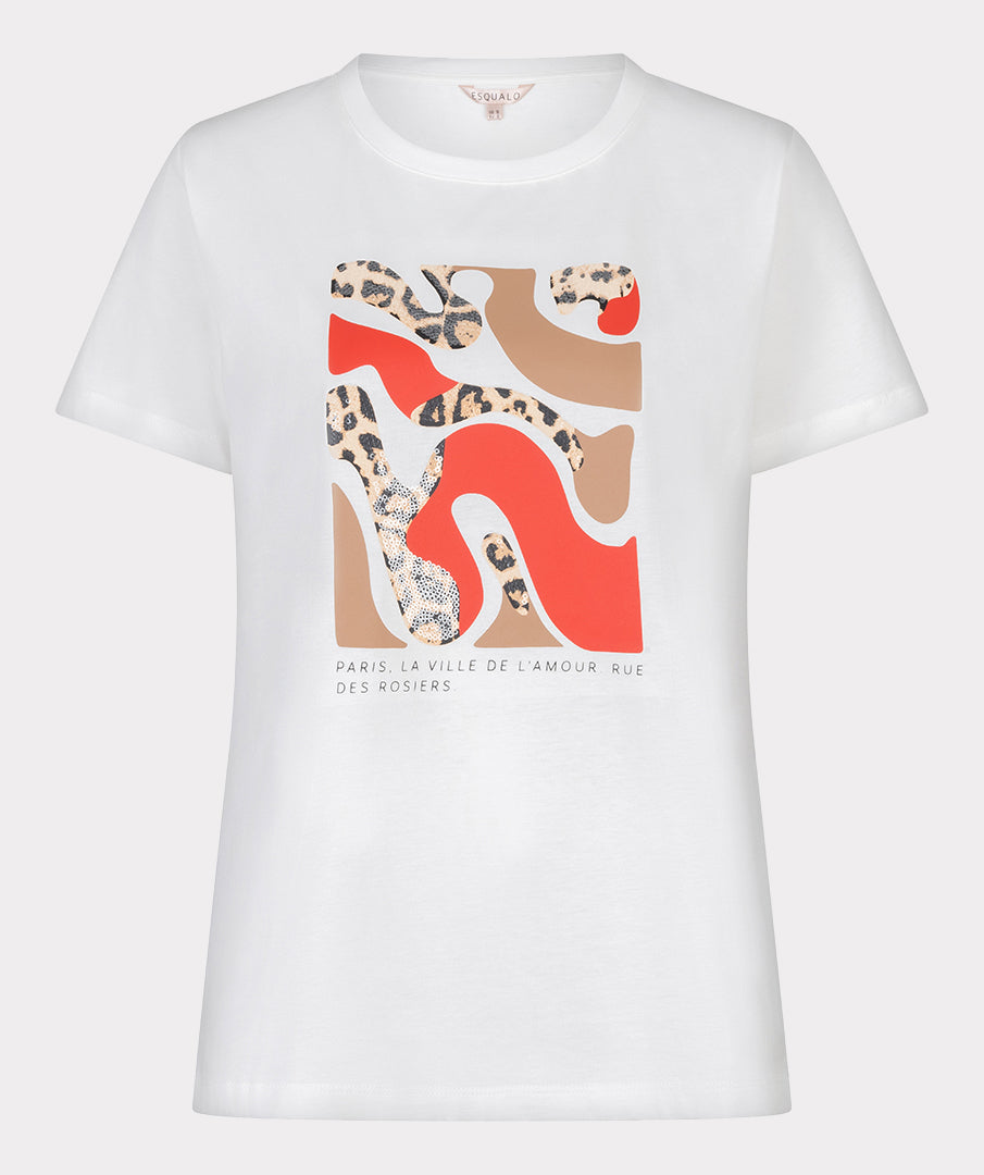 T-Shirt Esqualo 'Paris' - Off white/red