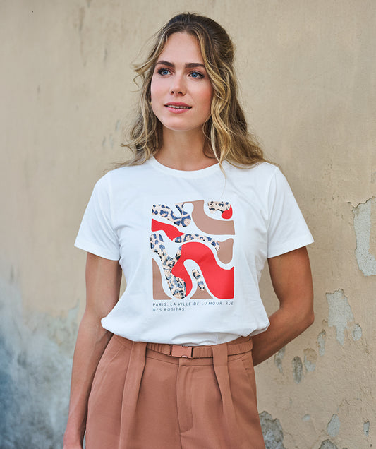 T-Shirt Esqualo 'Paris' - Off white/red