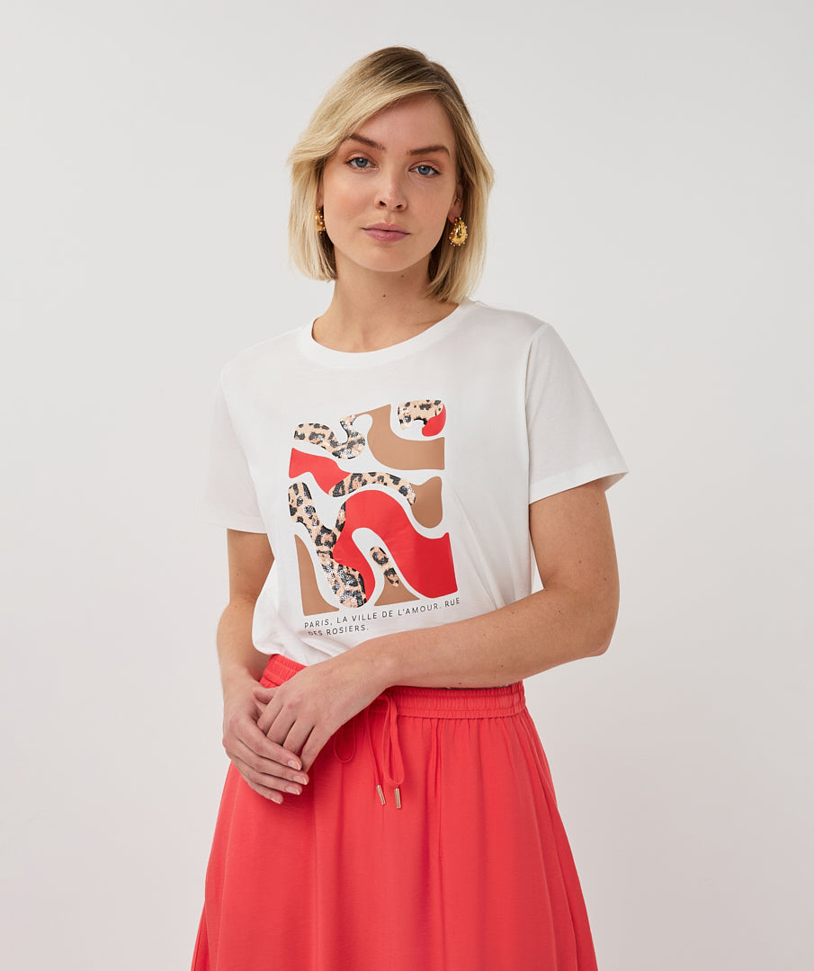 T-Shirt Esqualo 'Paris' - Off white/red