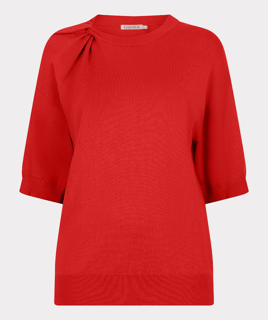 Pull Esqualo s/slve twist basic knit - Chili red
