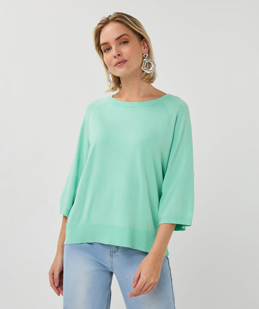 Pull Esqualo wide sleeve basic knit - Mint green