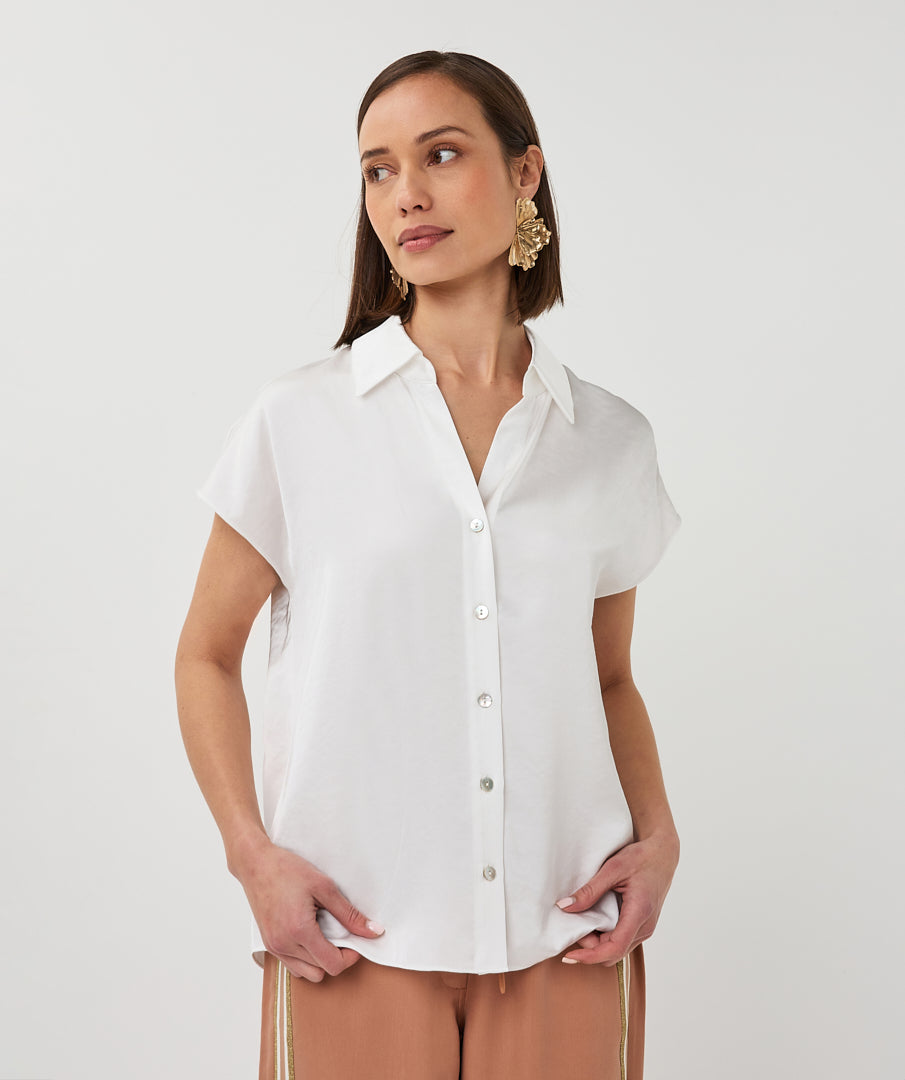 Blouse Esqualo slv/lss sateen - Off white
