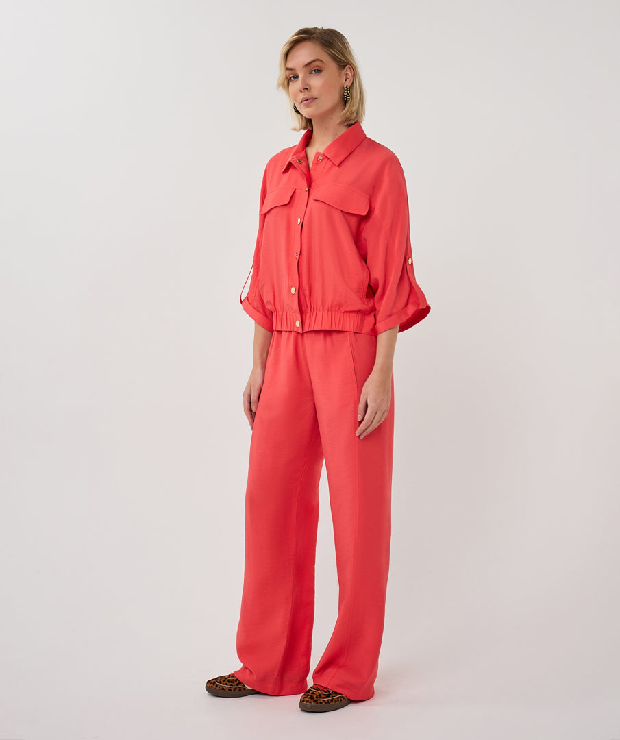 Jacket Esqualo s/slve slub - Chili red