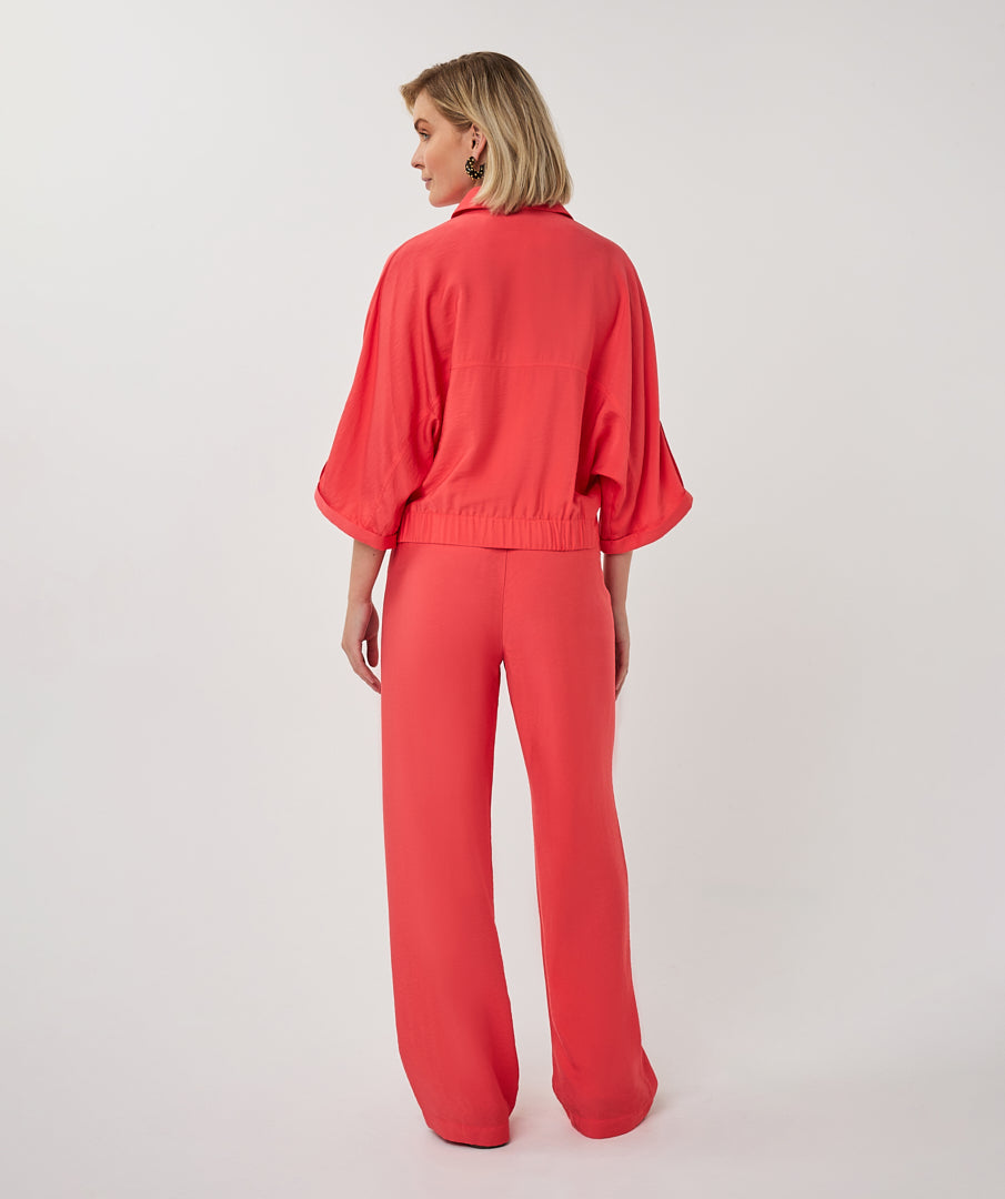 Jacket Esqualo s/slve slub - Chili red