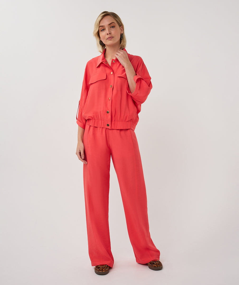 Jacket Esqualo s/slve slub - Chili red