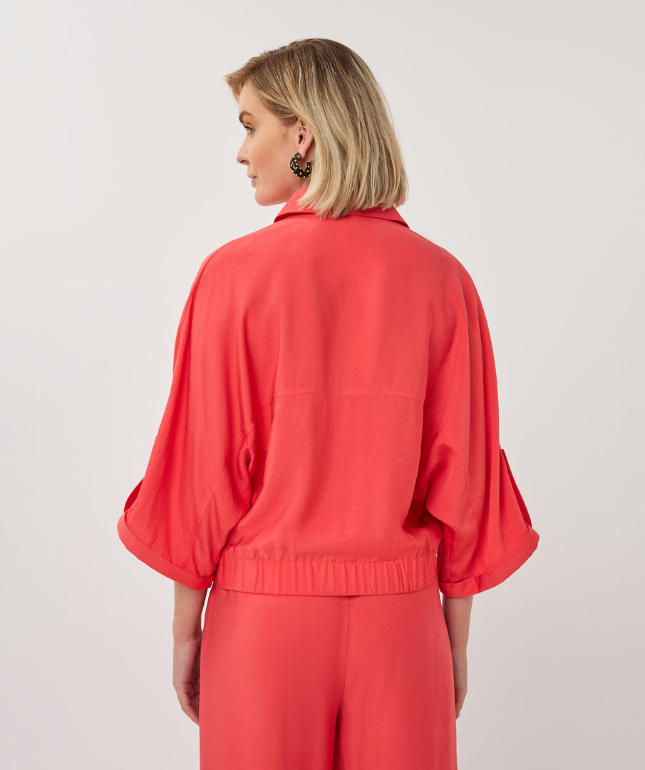 Jacket Esqualo s/slve slub - Chili red
