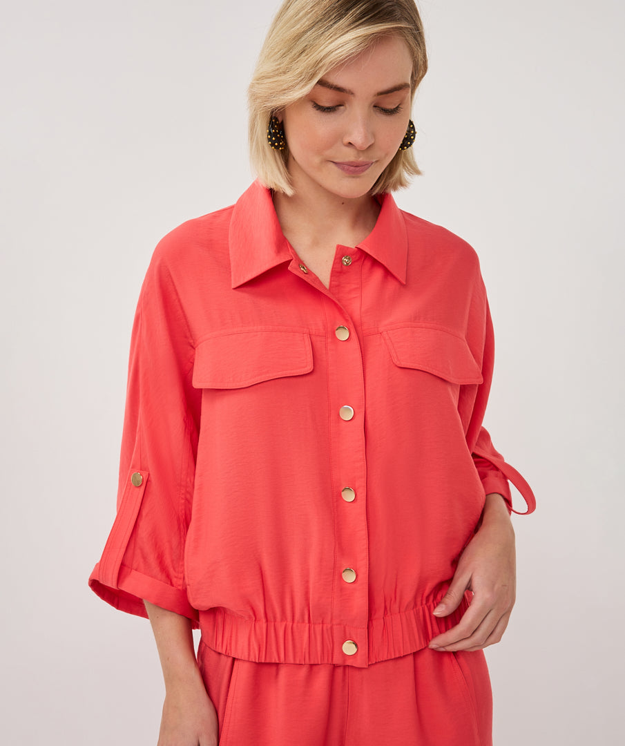 Jacket Esqualo s/slve slub - Chili red