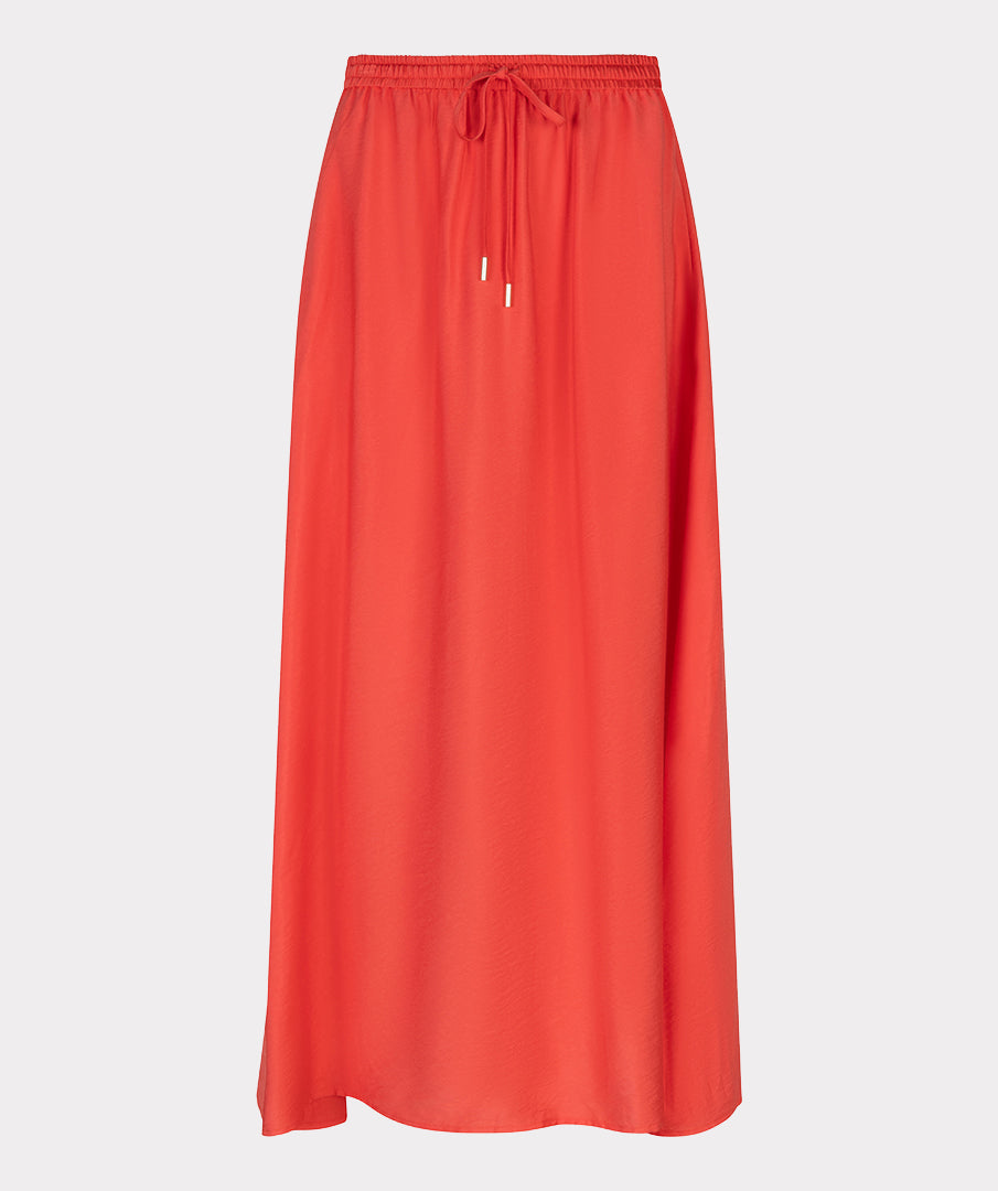 Rok Esqualo long elastic waist slub - Chili red