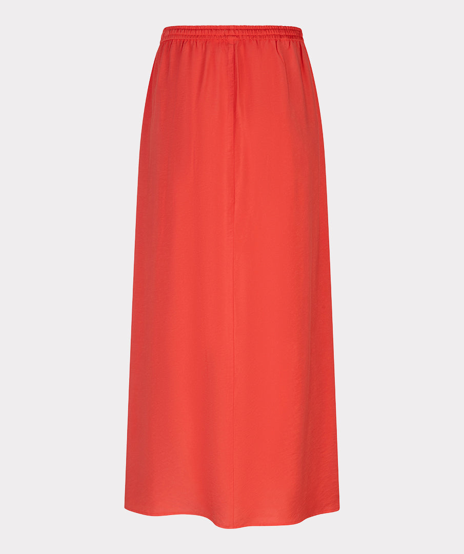 Rok Esqualo long elastic waist slub - Chili red