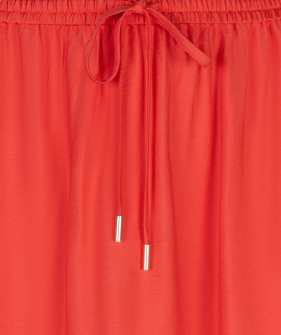 Rok Esqualo long elastic waist slub - Chili red