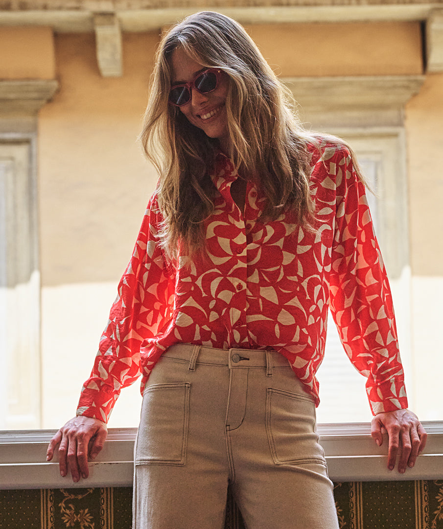 Blouse Esqualo wide scarlet graphic