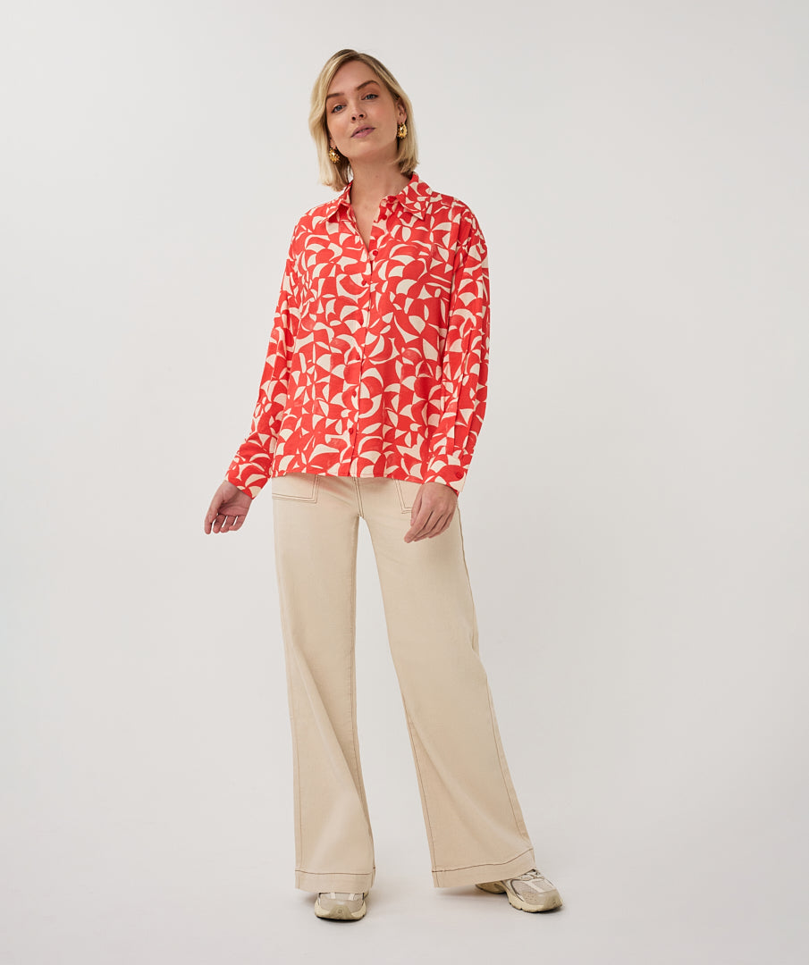 Blouse Esqualo wide scarlet graphic
