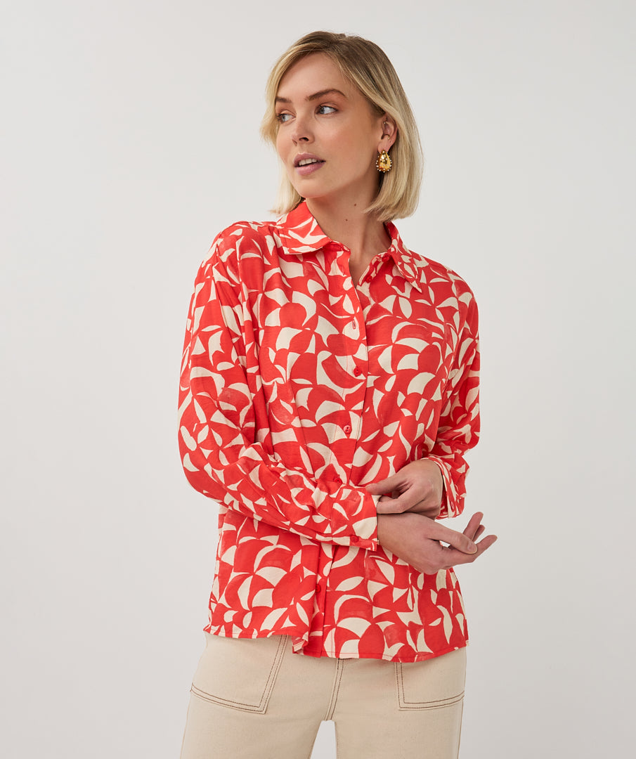 Blouse Esqualo wide scarlet graphic