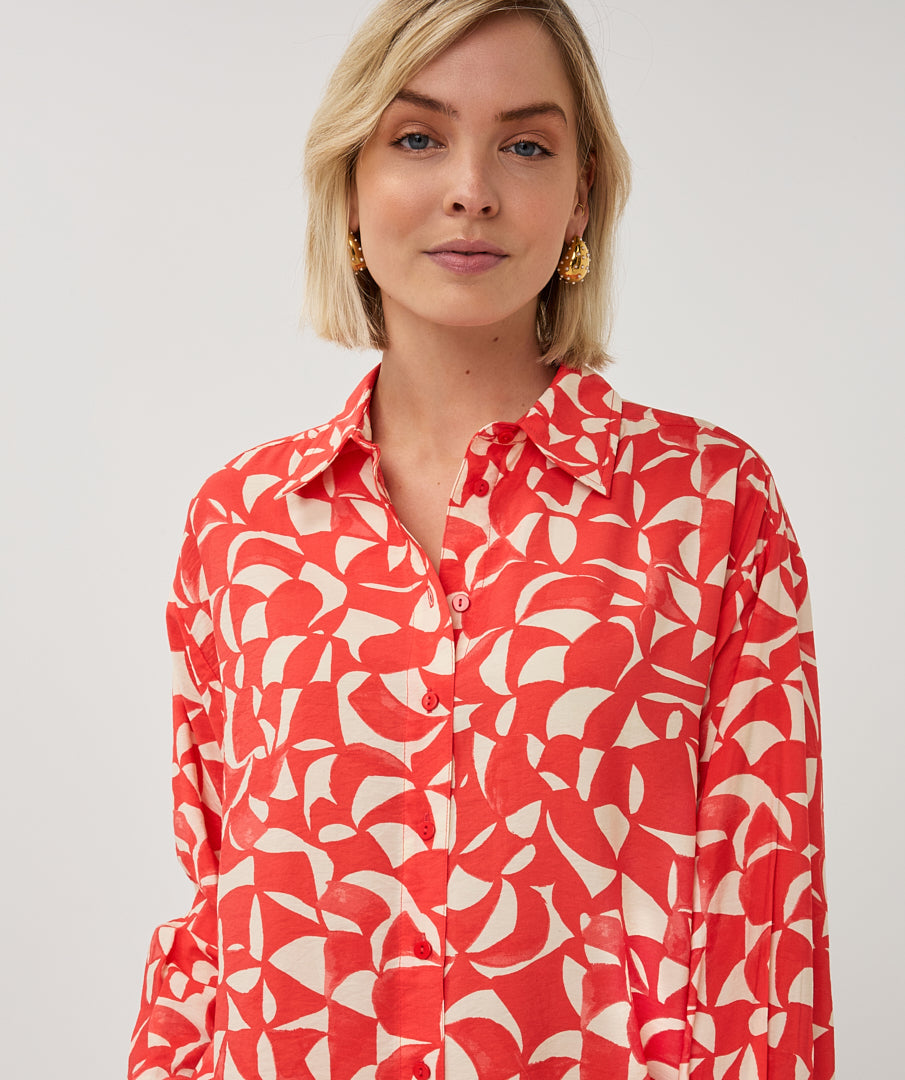 Blouse Esqualo wide scarlet graphic