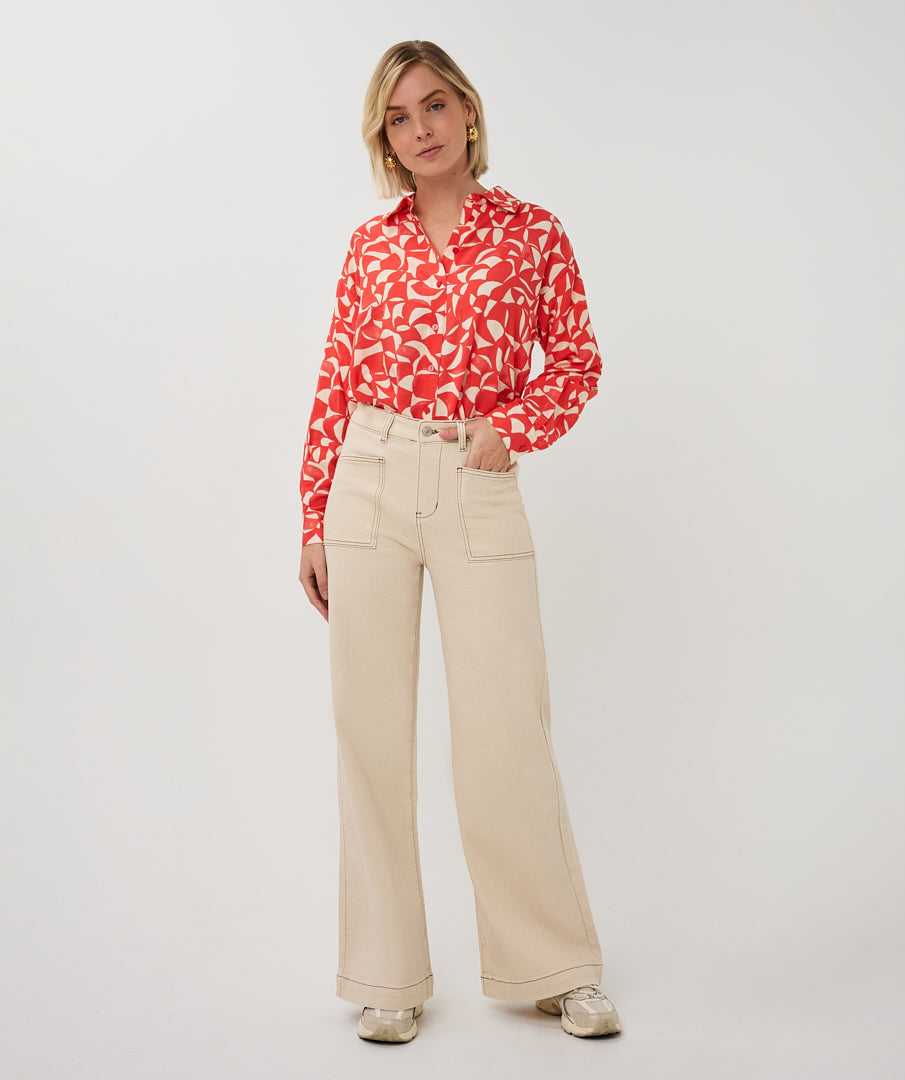 Blouse Esqualo wide scarlet graphic