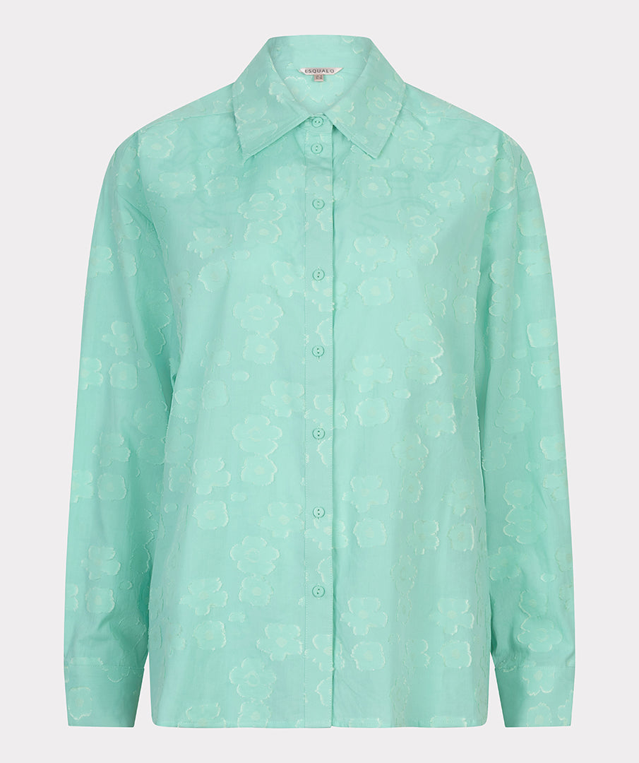 Blouse Esqualo flower jacquard - Mint green