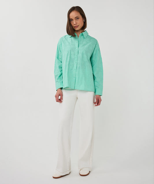 Blouse Esqualo flower jacquard - Mint green