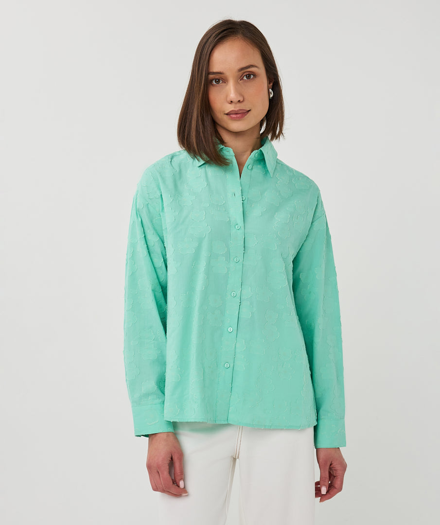 Blouse Esqualo flower jacquard - Mint green