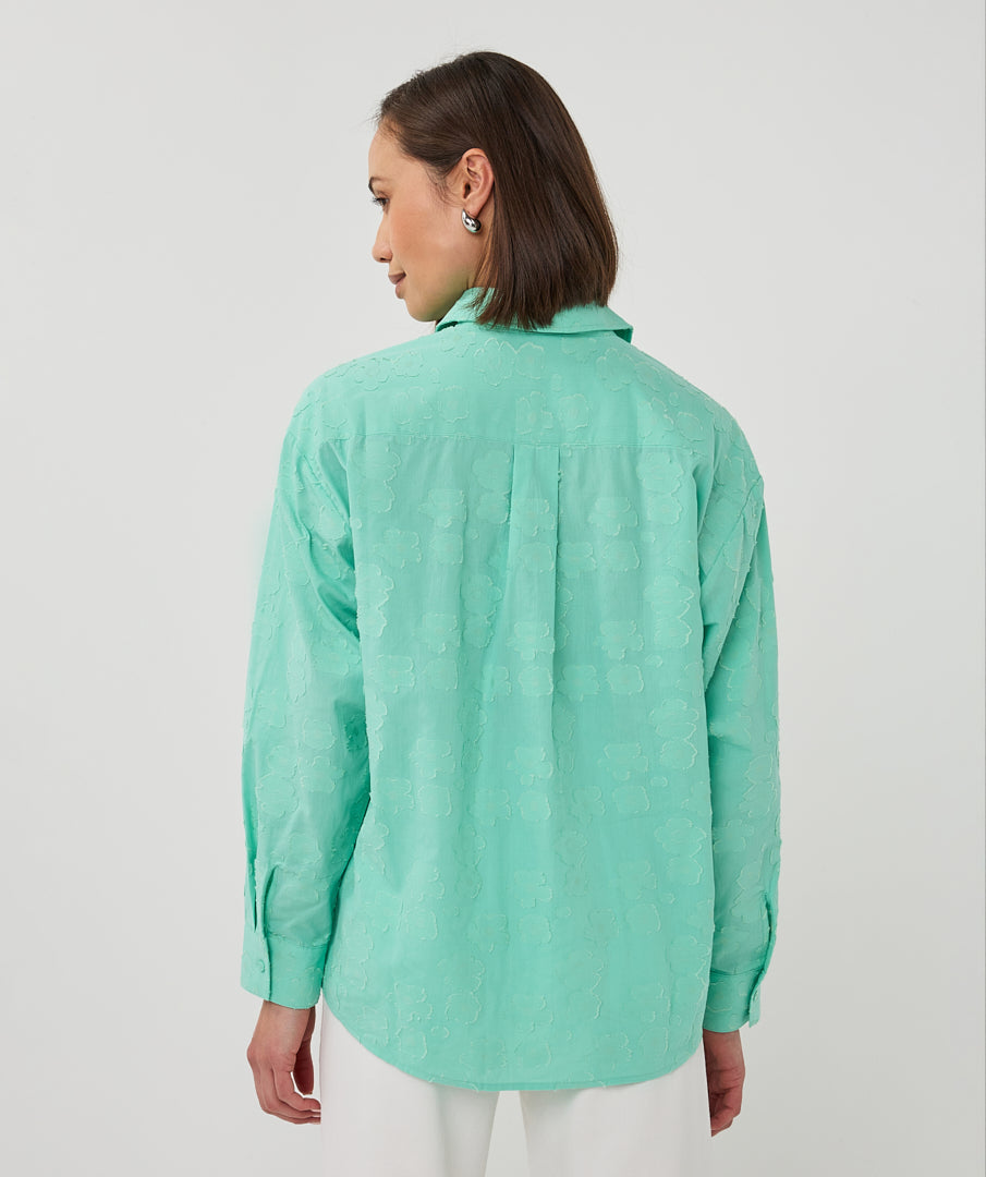 Blouse Esqualo flower jacquard - Mint green
