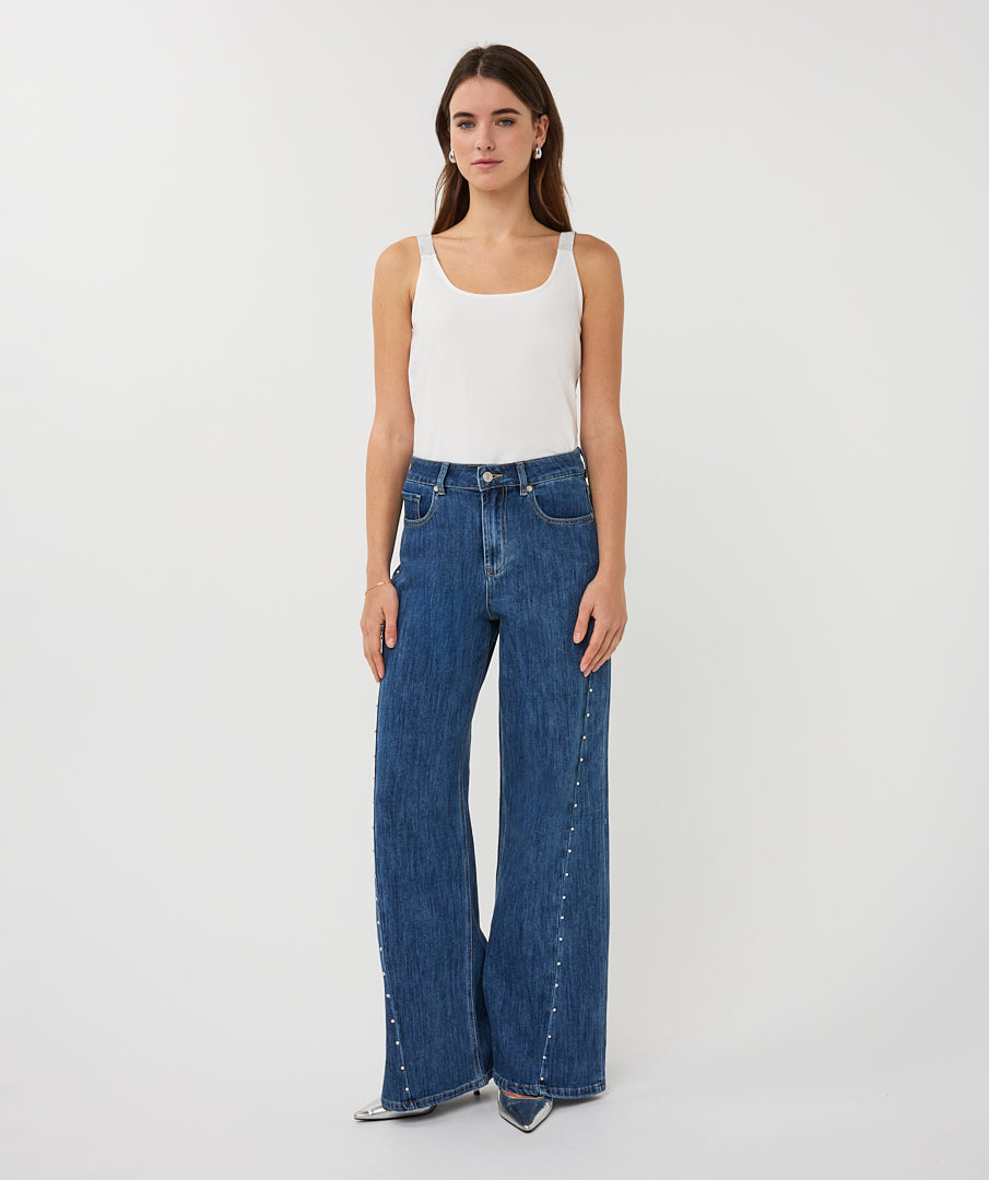 Top Esqualo singlet lurex straps - Off white