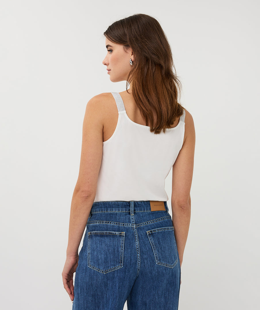Top Esqualo singlet lurex straps - Off white