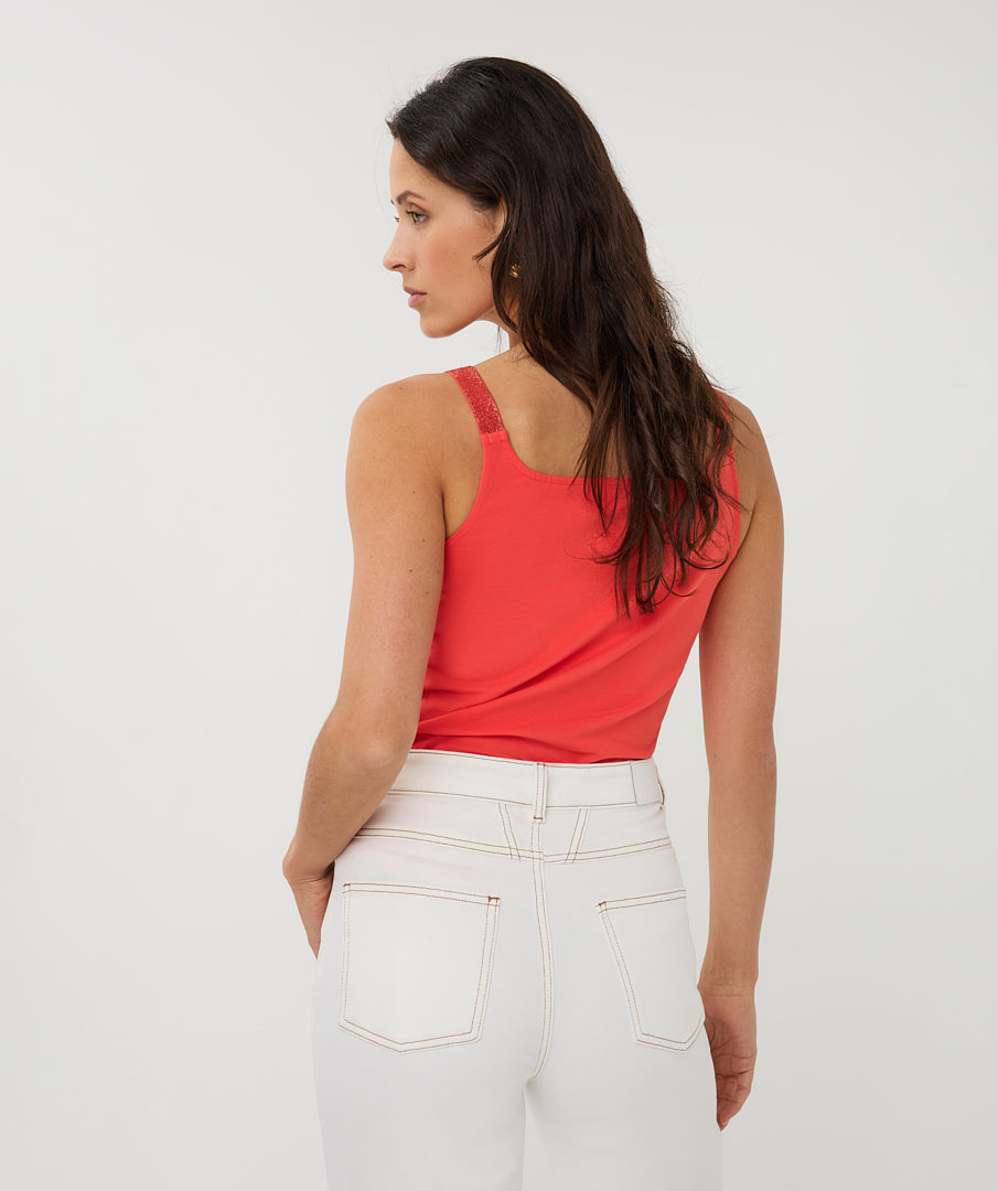 Top Esqualo lurex straps - Chili red