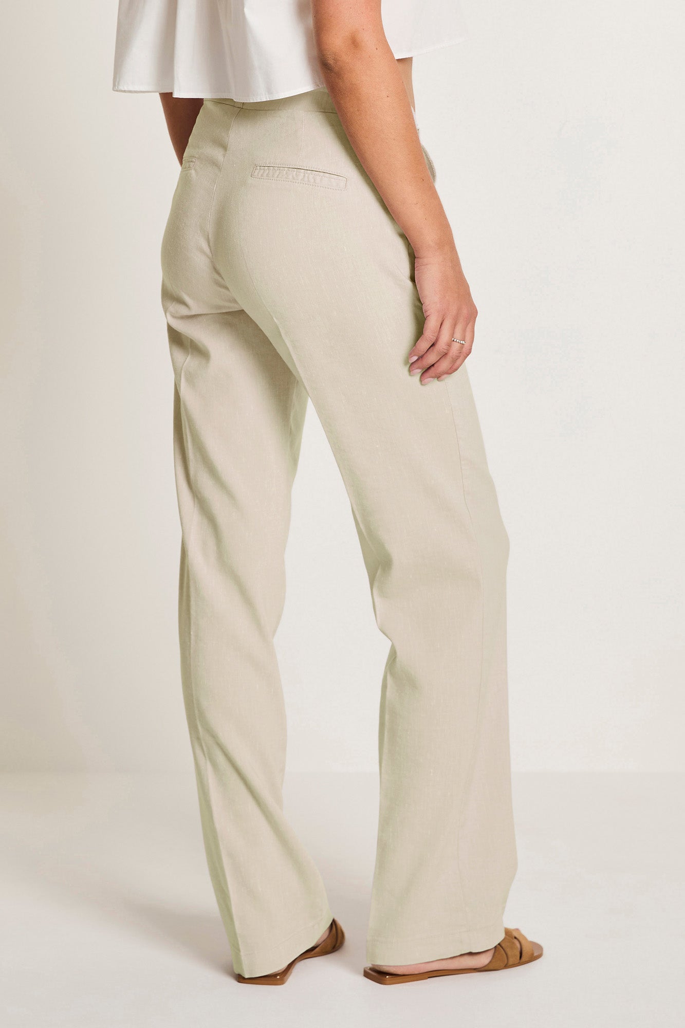 Broek Para Mi Hannah flowy linen - Light olive