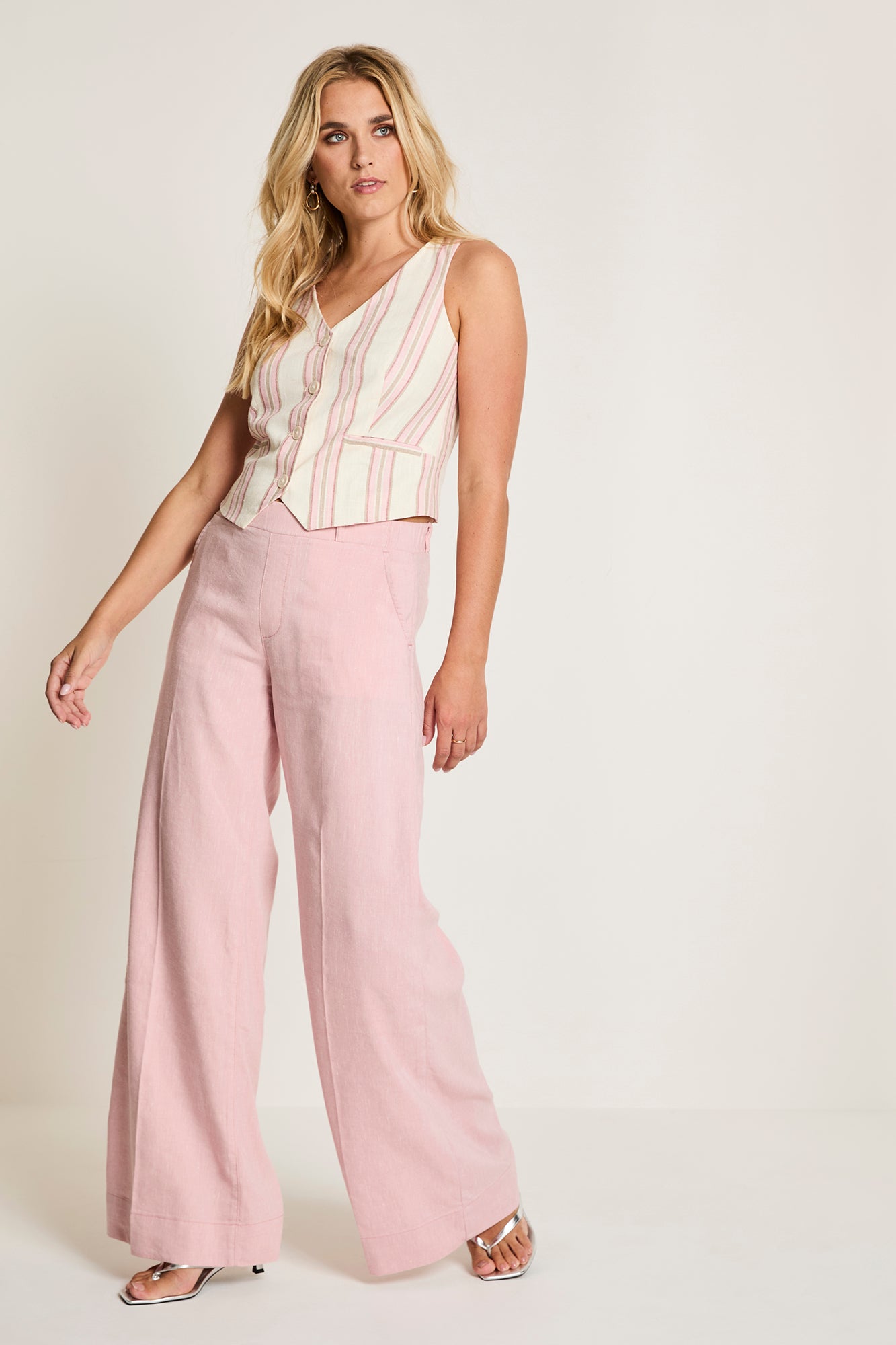 Broek Para Mi Lizzy flowy linen - Blossom pink