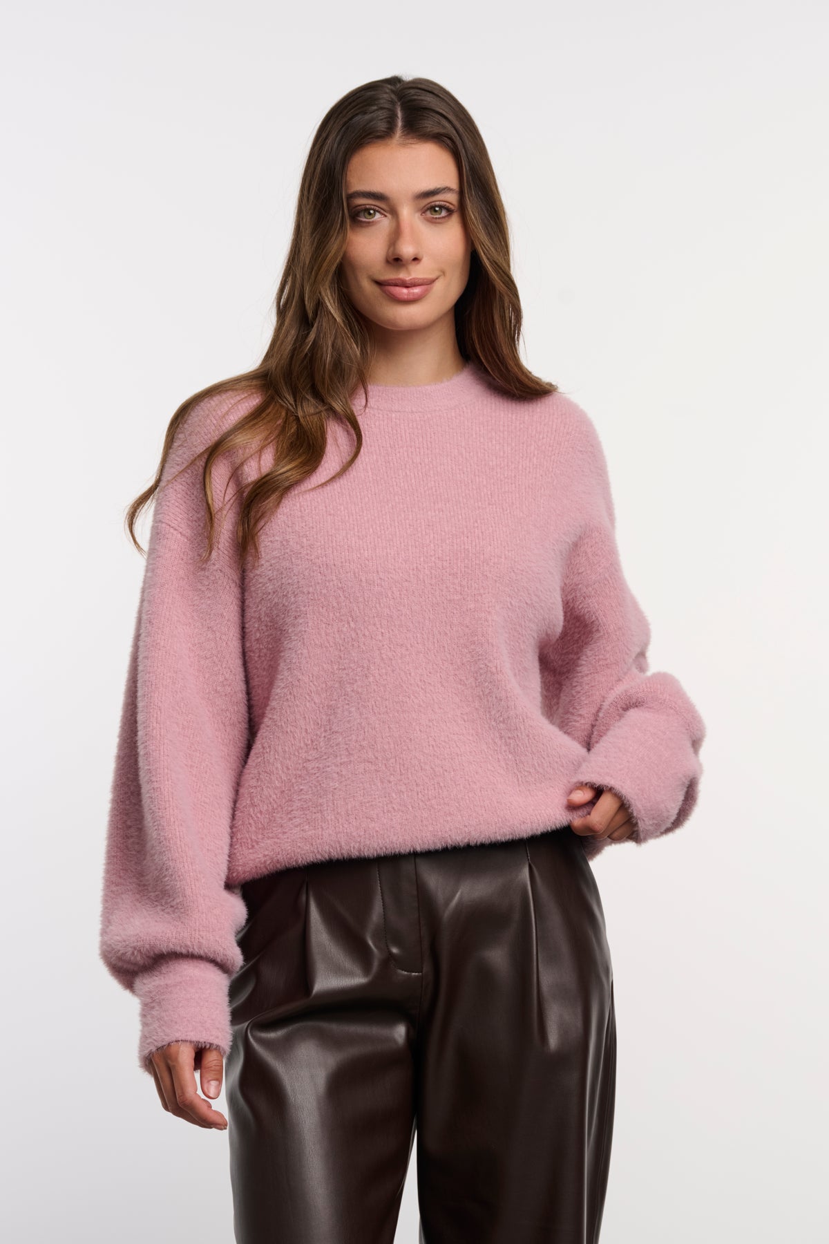 Trui Rino&Pelle round neck sweater - Dusty pink