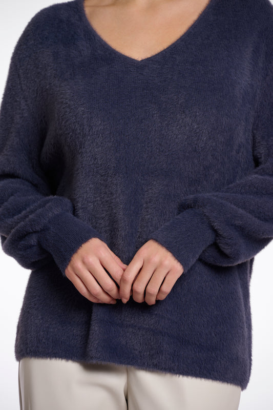 Trui Rino&Pelle Verena knitted V-neck sweater - Night grey
