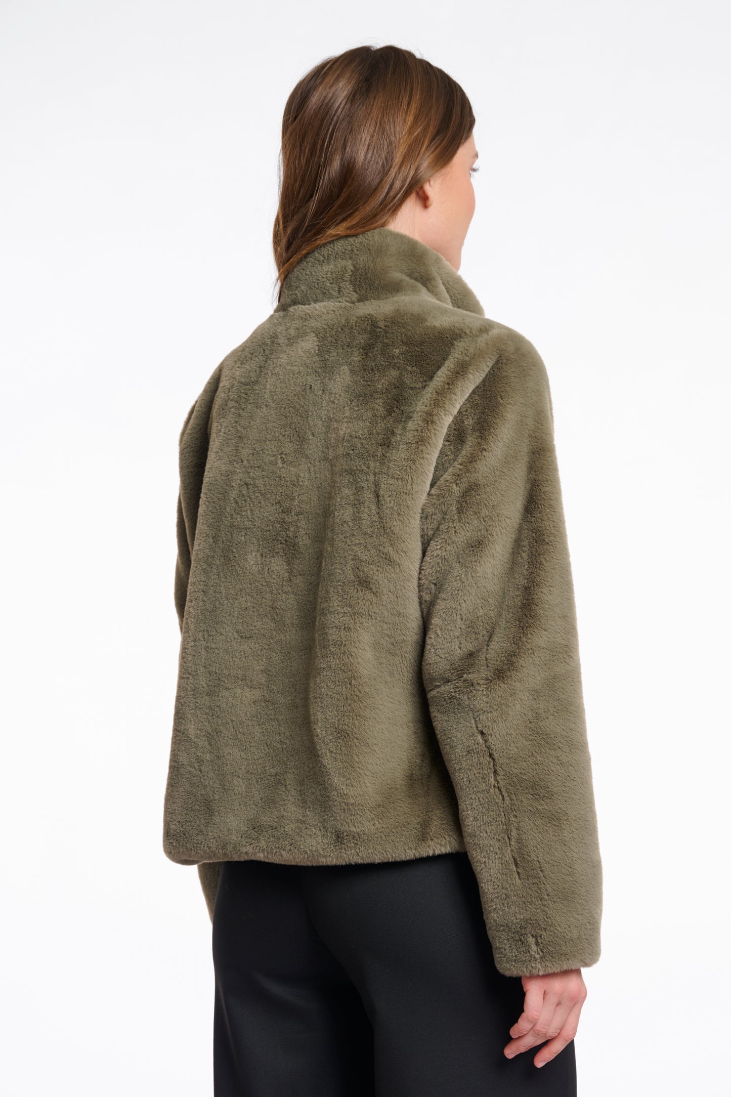 Jas Rino&Pelle Vie single breasted fake fur - Green ash