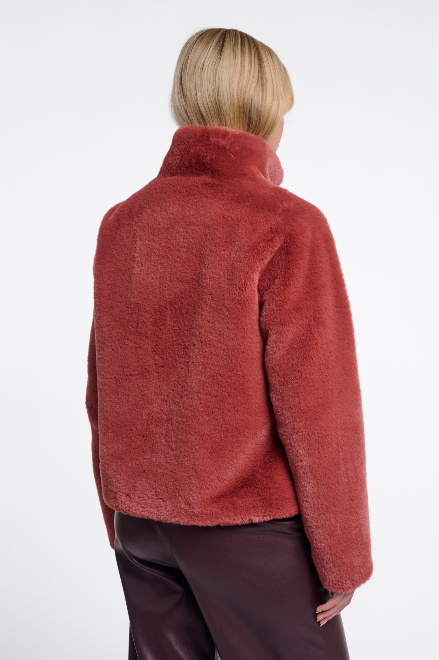 Jas Rino&Pelle Single breasted faux fur jacket Antique rouge