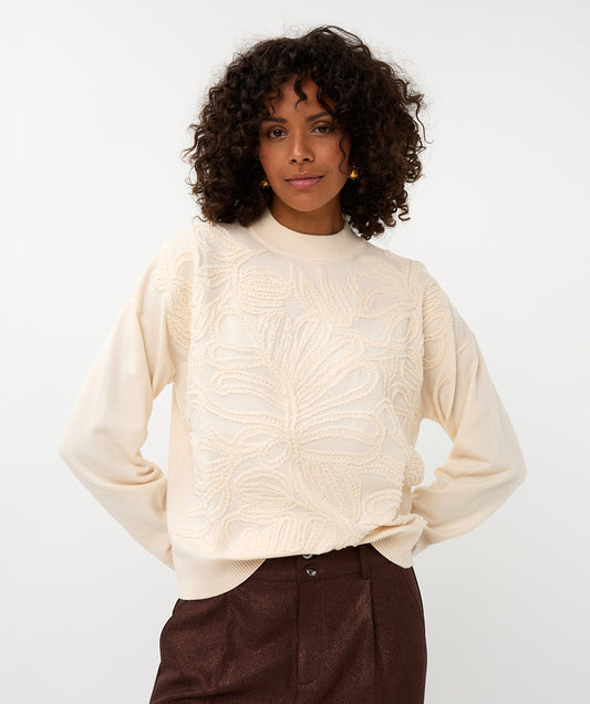 Trui Esqualo embroidery - Natural