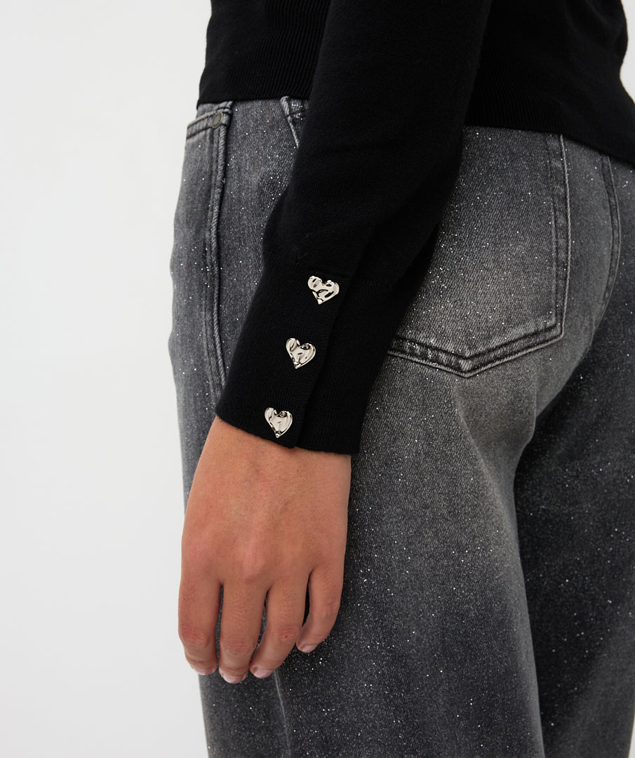 Rolkraag Esqualo buttoned cuff basic - Black