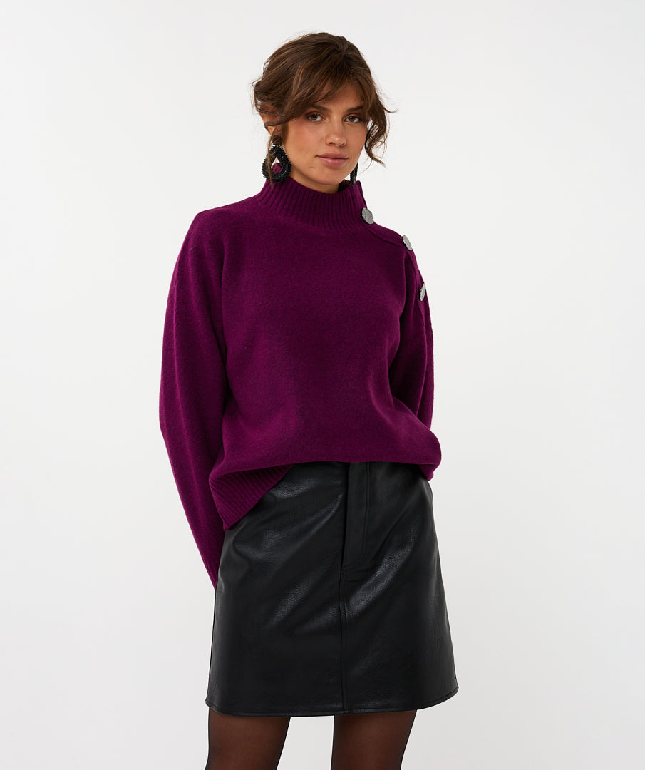 Trui Esqualo shoulder buttons - Maroon