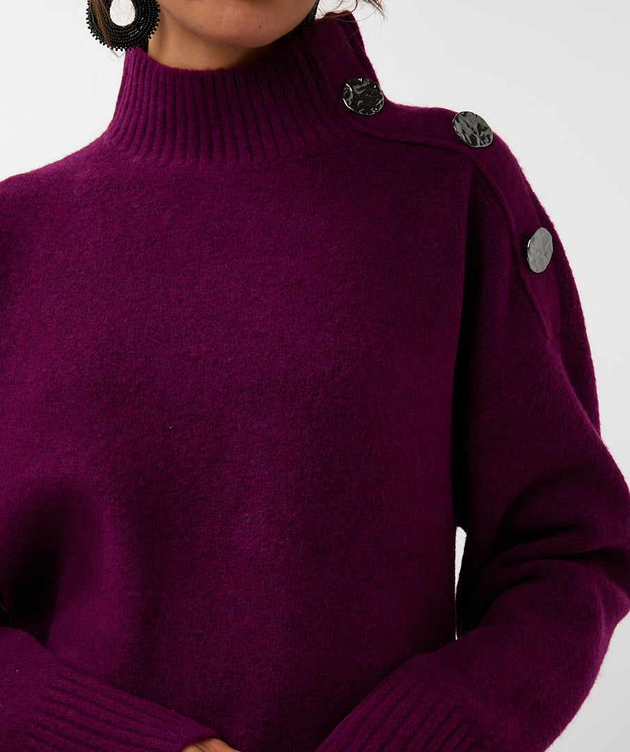 Trui Esqualo shoulder buttons - Maroon