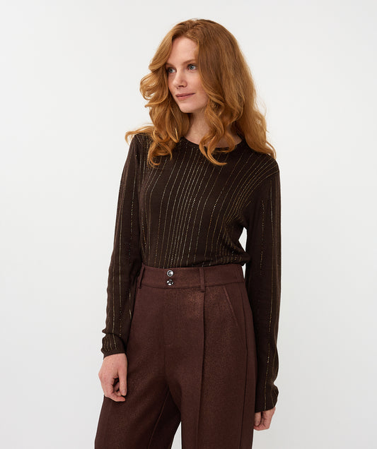 Pull Esqualo turtleneck sequins - Chocolate