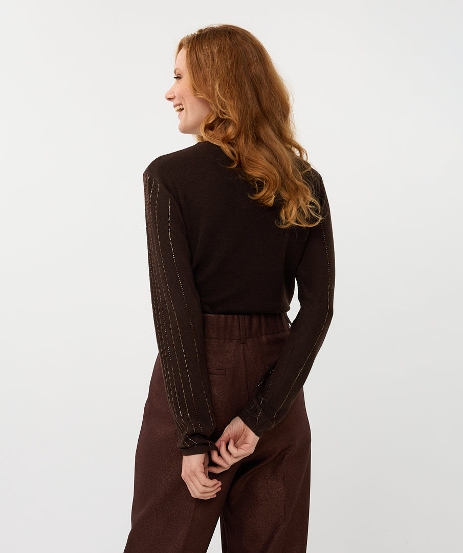 Pull Esqualo turtleneck sequins - Chocolate