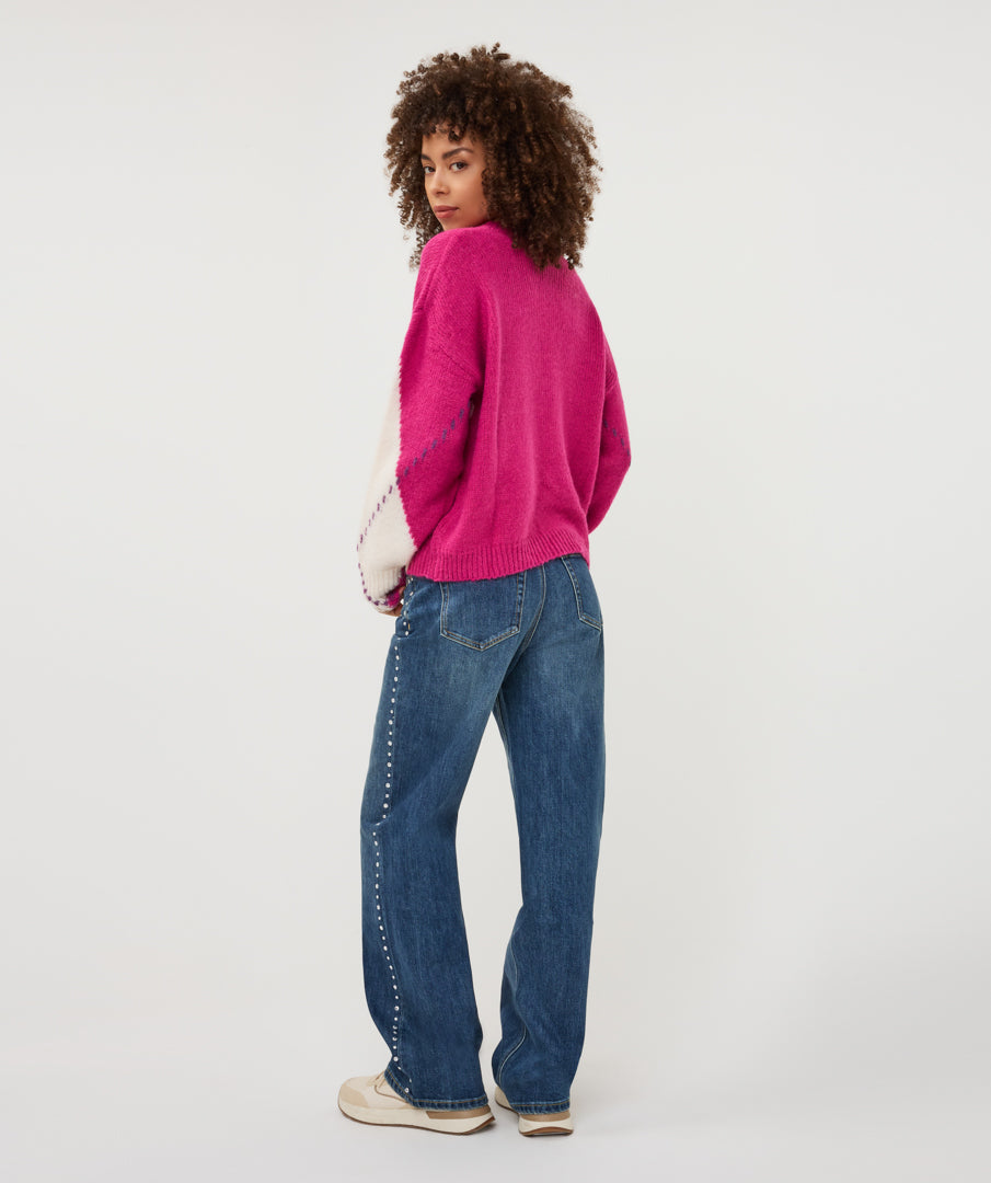 Trui Esqualo big argyle - Berry
