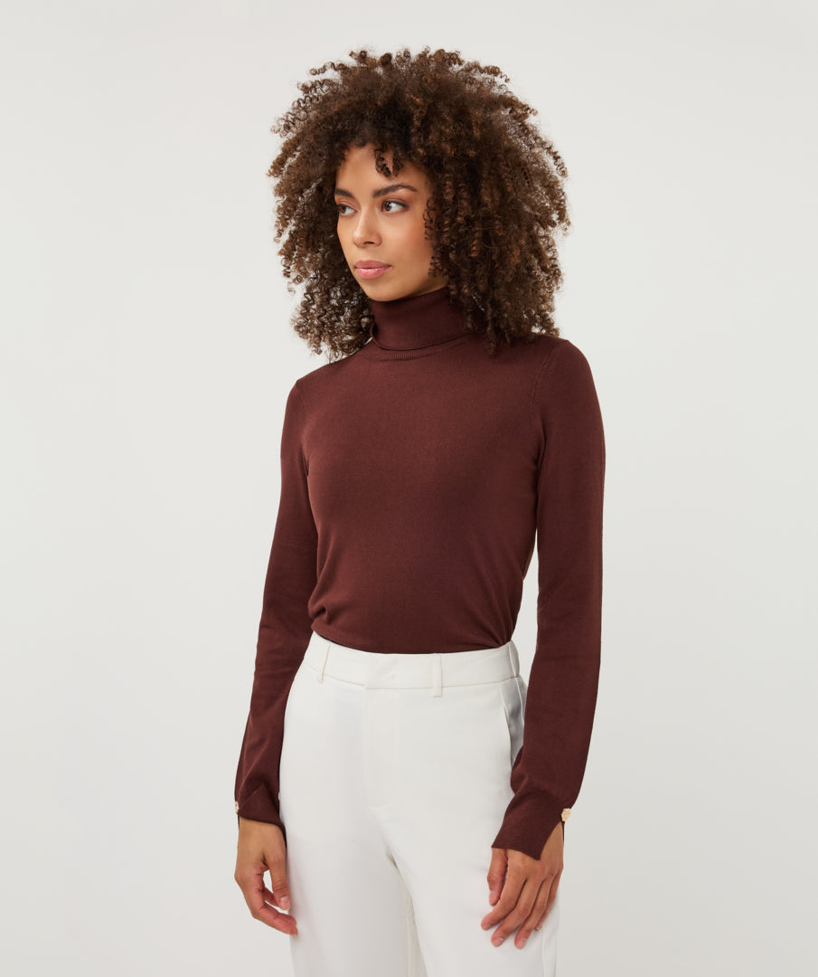 Koltrui Esqualo sleeve detail basic knit - Coffee