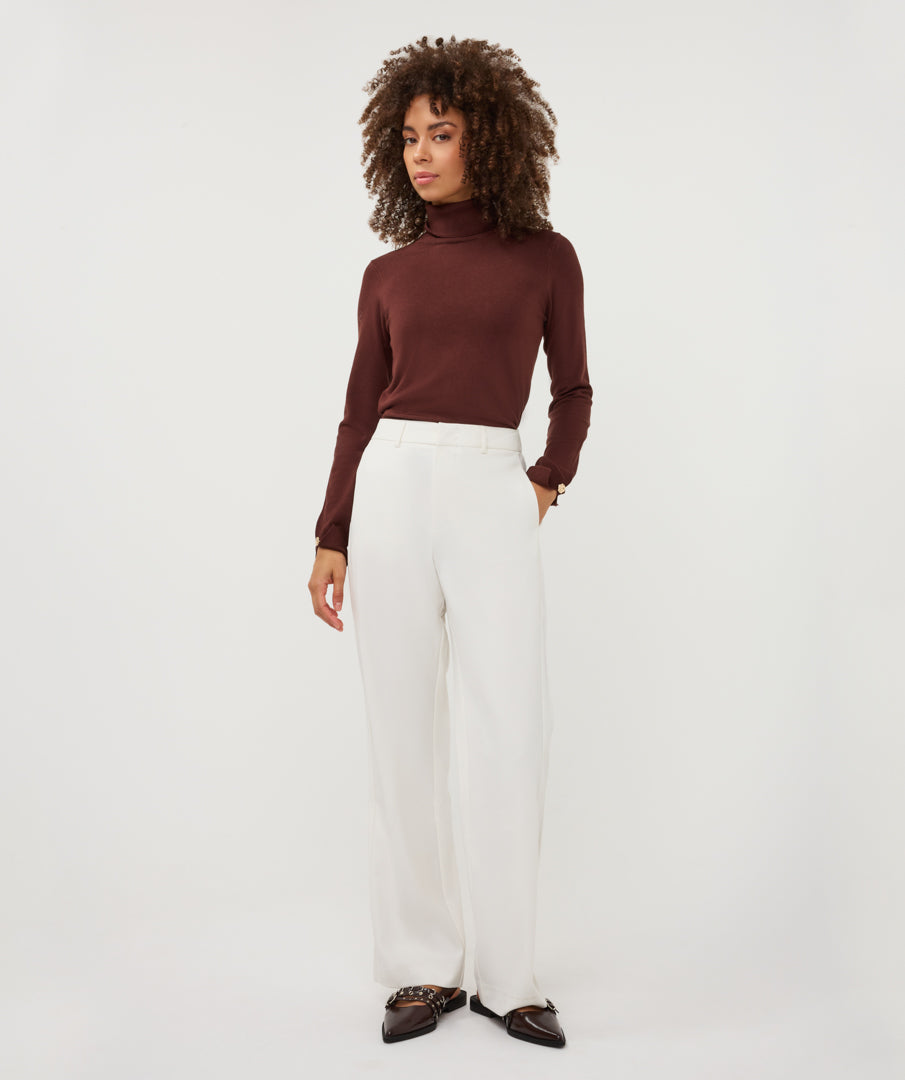 Koltrui Esqualo sleeve detail basic knit - Coffee