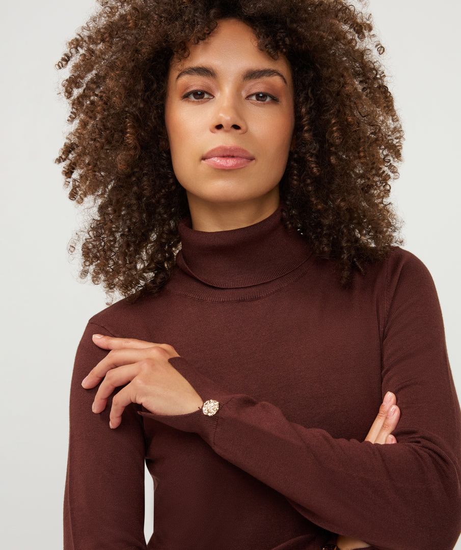 Koltrui Esqualo sleeve detail basic knit - Coffee