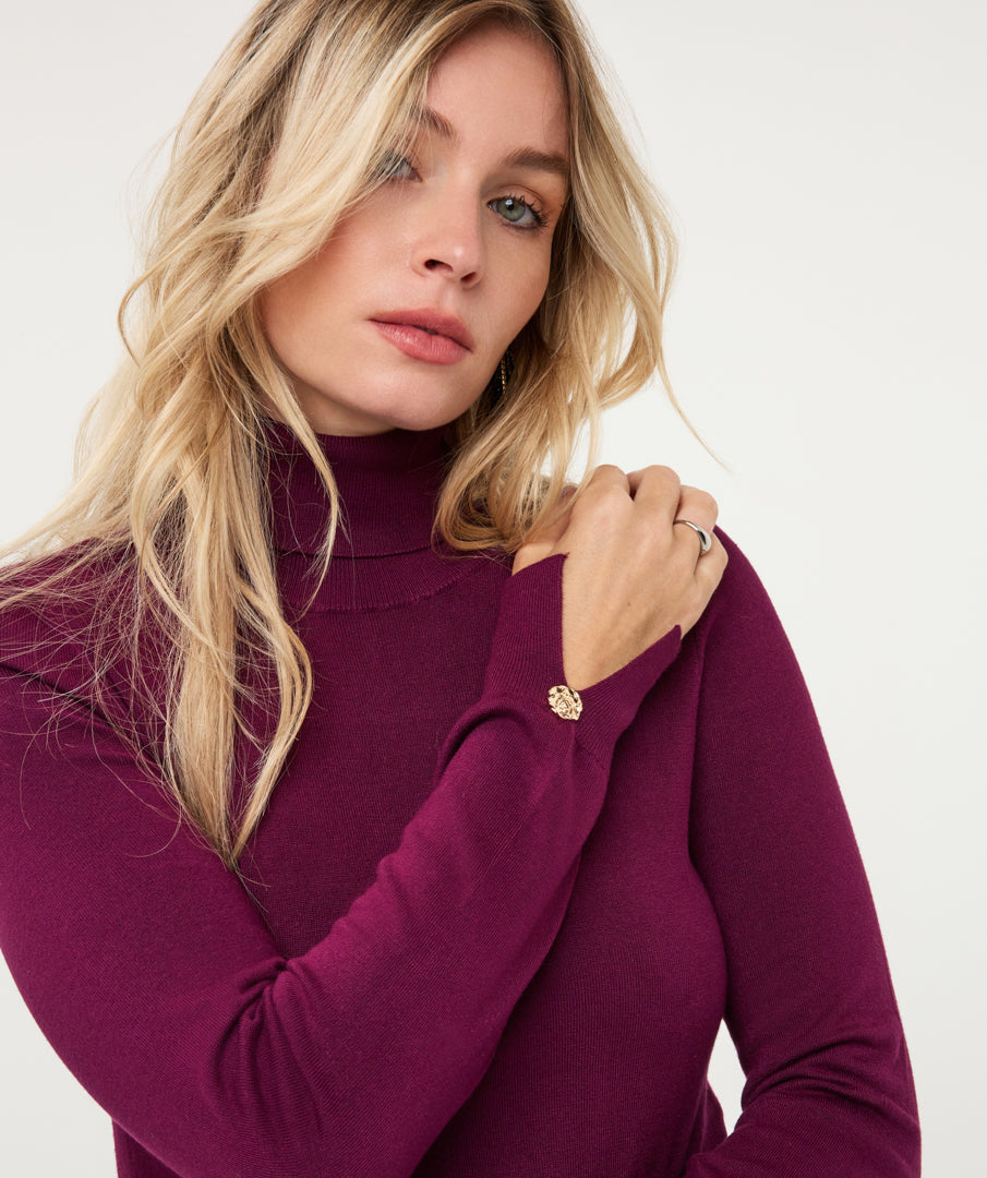 Koltrui Esqualo sleeve detail basic knit - Beet